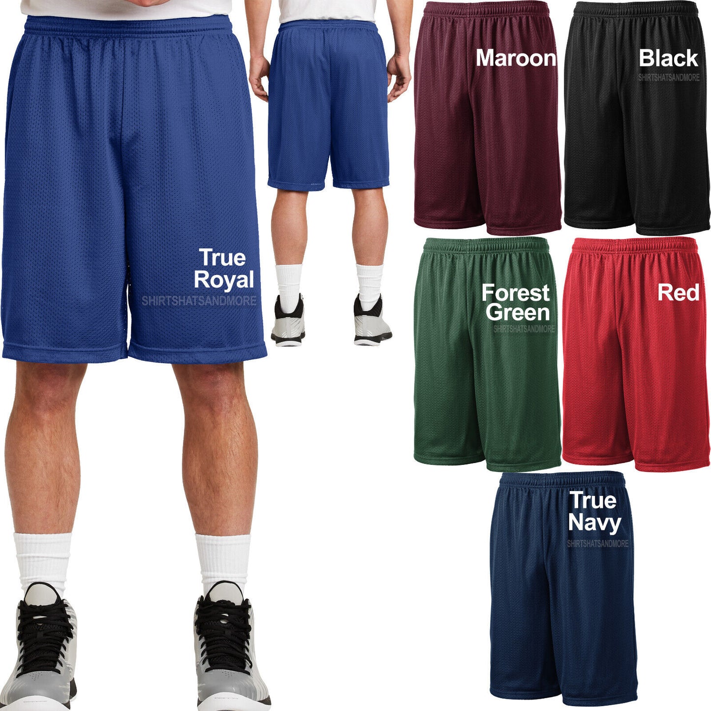 MENS MESH Gym Shorts Moisture Wicking Workout NO POCKETS 9 INCH XS - XL 2X 3X 4X