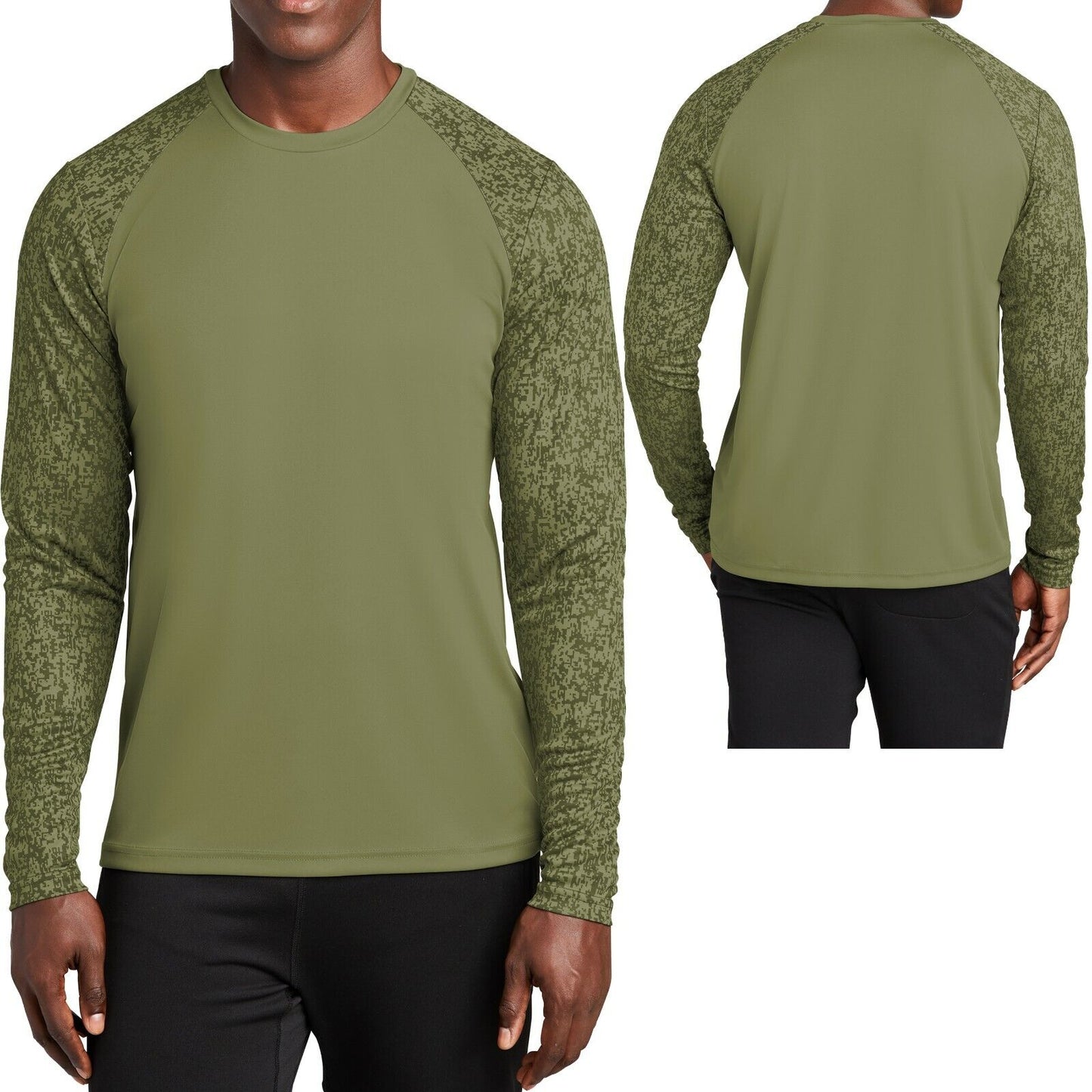 BIG MENS Long Sleeve Digital Camo T-Shirt XL, 2XL, 3XL, 4XL Moisture Wicking Tee