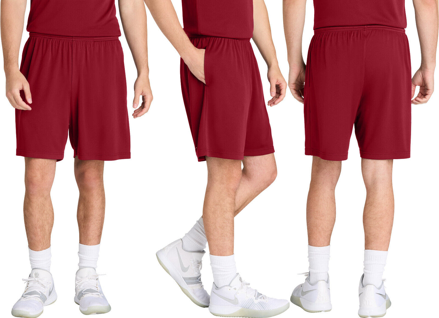 Mens Moisture Wicking 7 Inch Inseam Pocketed Shorts Elastic Waistband XS-4XL NEW