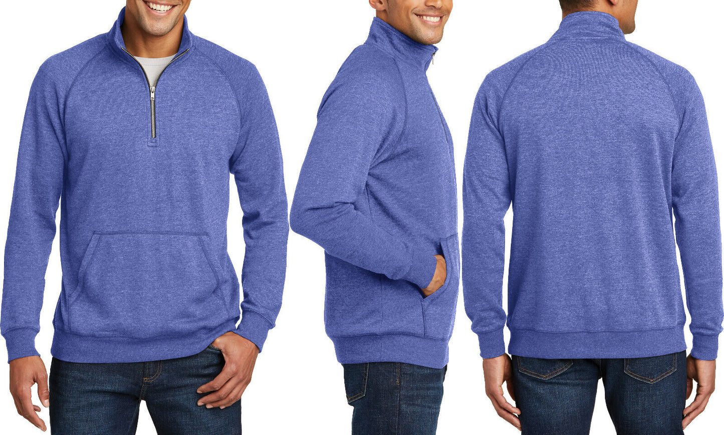 Mens Lightweight Fleece 1/4 Zip Layering Pullover Sweater Soft Blend XS-4XL NEW!