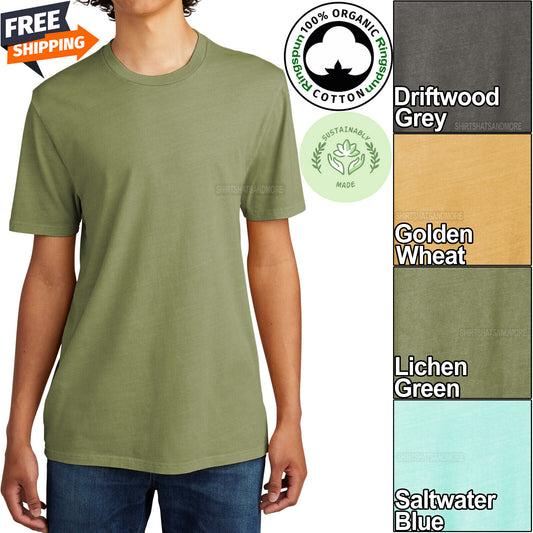 Mens 100% Organic Soft Ringspun Cotton T-Shirt Mineral Dyed Sustainably Made Tee