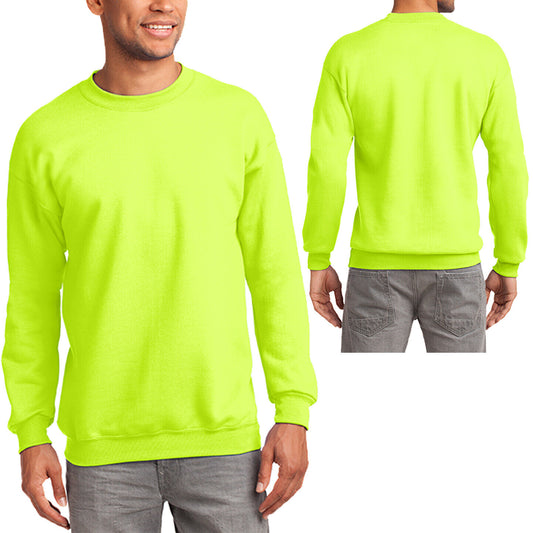 Mens Tall Fleece Crewneck Soft Warm 9oz SAFETY Sweatshirt LT XLT 2XLT 3XLT 4XLT