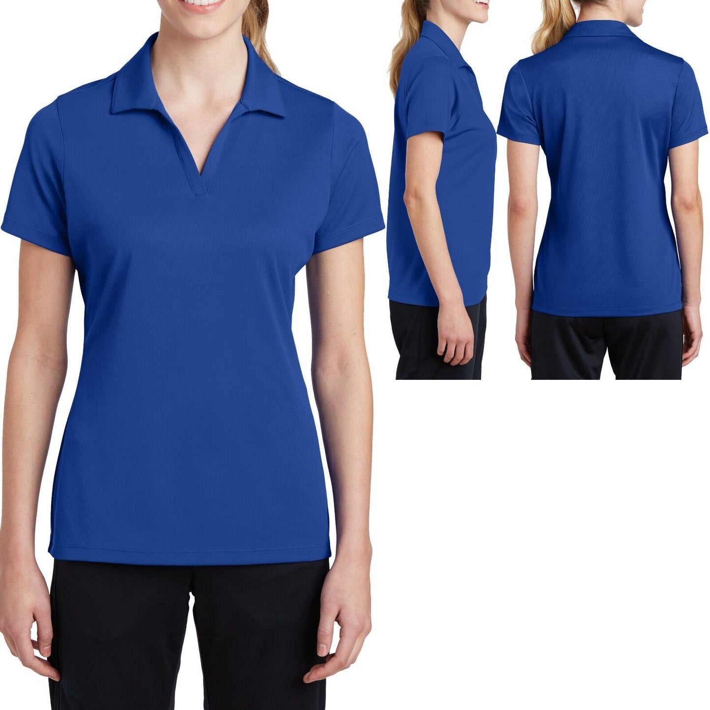 Ladies MICRO MESH Polo Shirt Moisture Wicking Dri Fit Tagless XS-XL 2XL 3XL 4XL