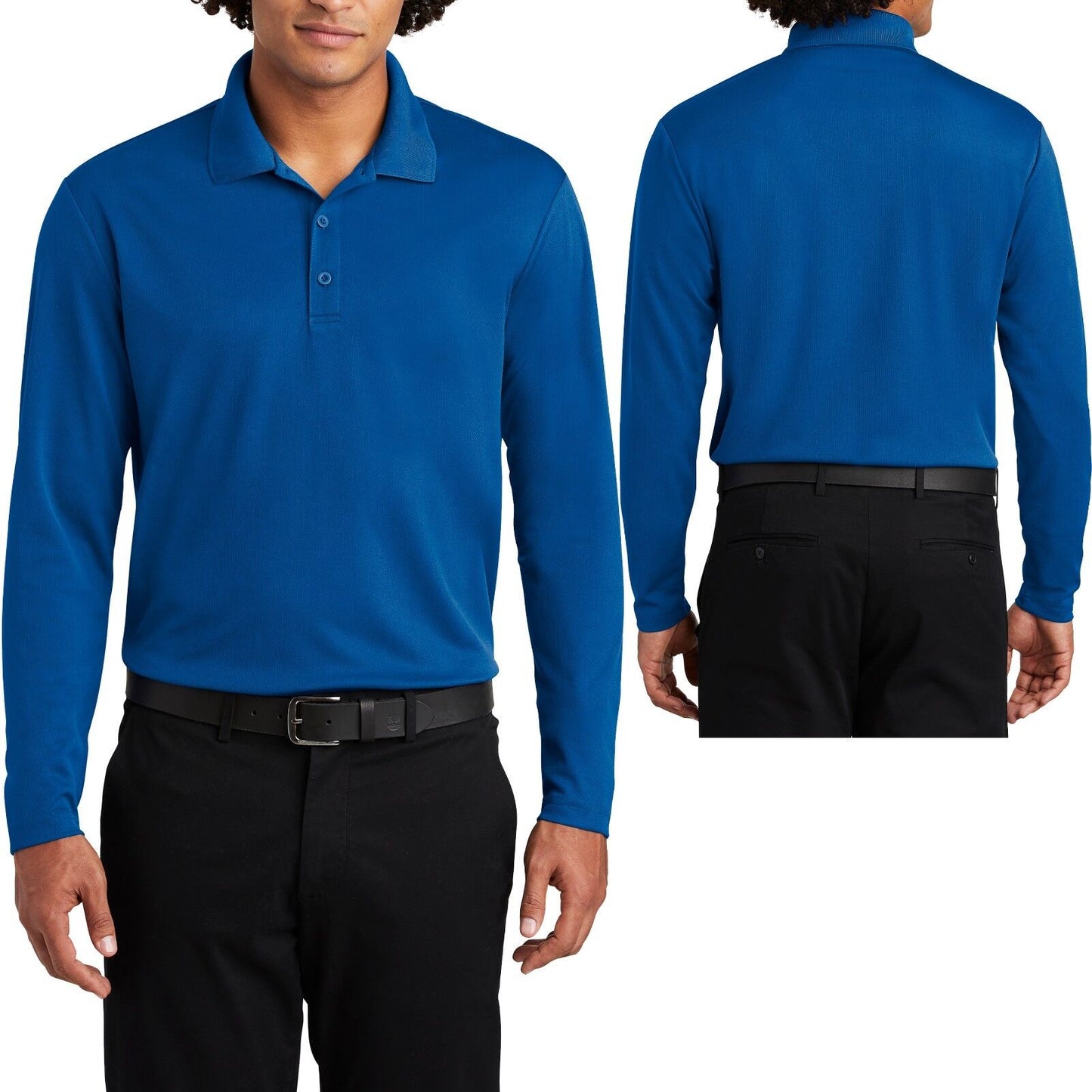 Mens Micro Mesh Long Sleeve Polo Shirt Moisture Wick Perfomance XS-XL 2X 3X 4X