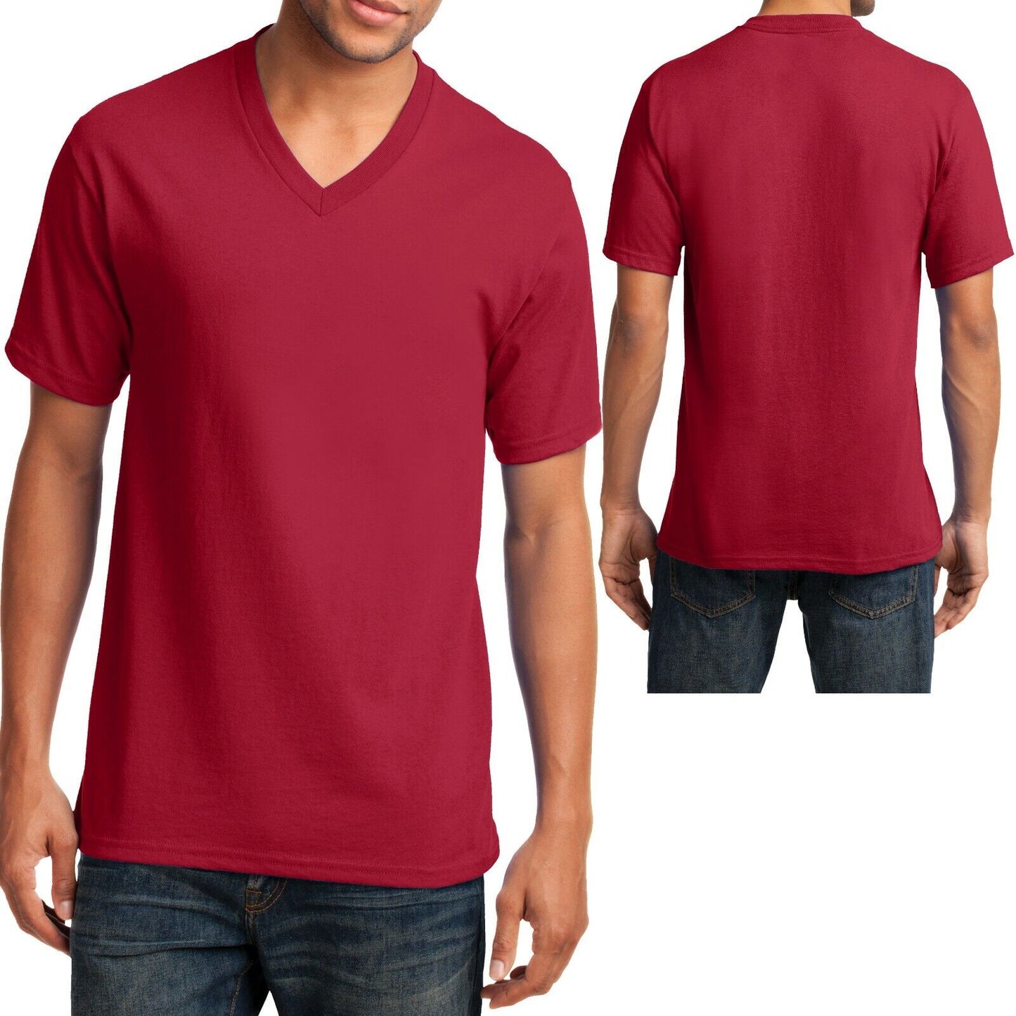 Mens V-Neck T-Shirt Cotton Blend Including NEONS Sizes S M L XL 2XL 3XL 4XL NEW