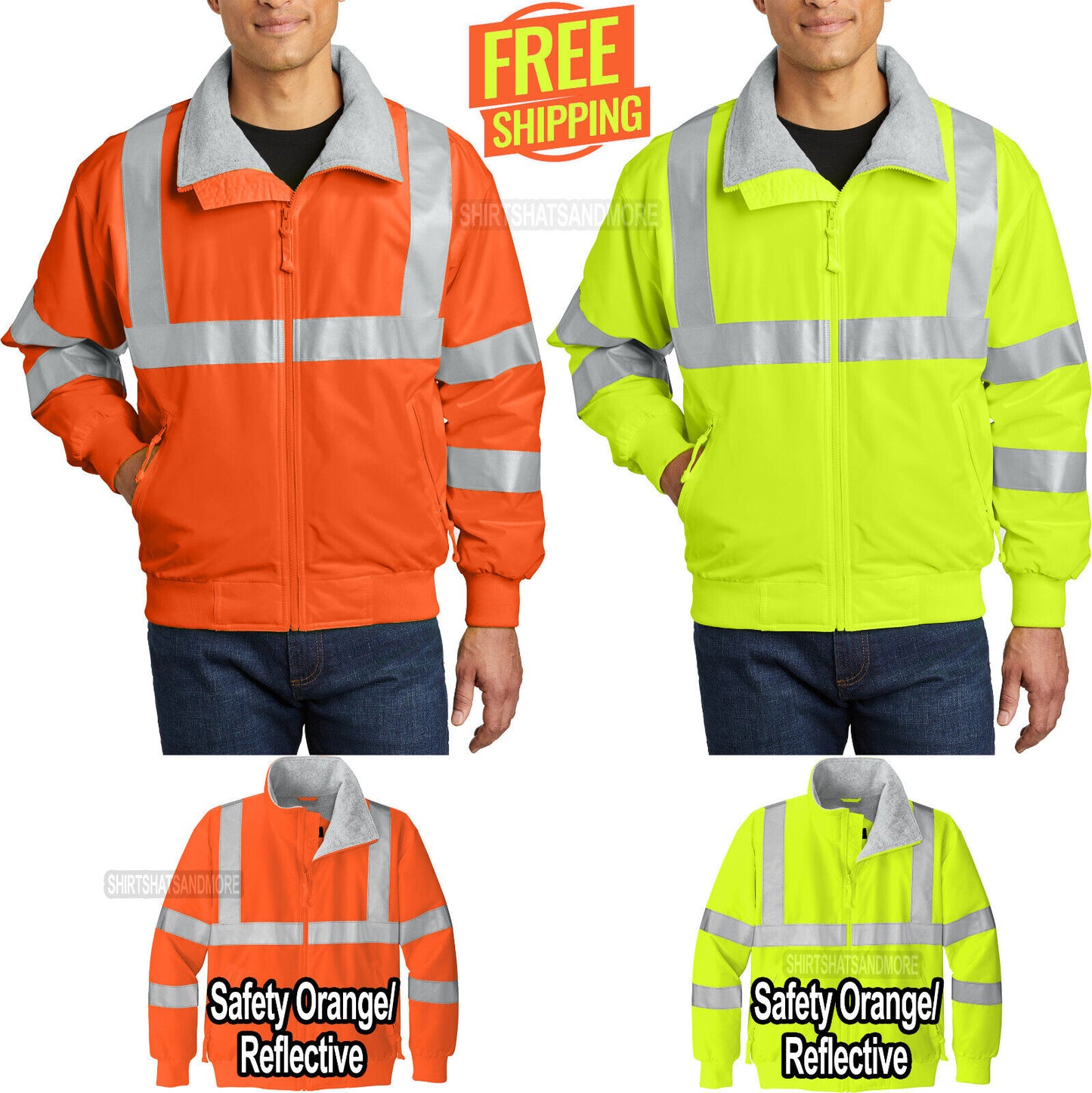 Enhanced Visibility Wind & Water Resistant Safety Jacket with Reflective Taping