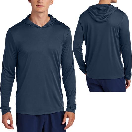 Mens Long Sleeve Hooded Fishing T-Shirt UPF 50 Boat Moisture Wicking Hoodie Tee