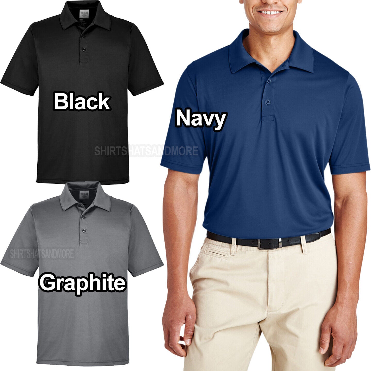 Mens TALL Moisture Wicking Polo Shirt UV Protection Dri Fit LT 4XLT NE Shirts Hats and More