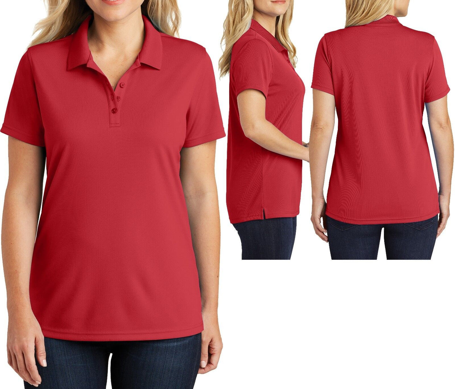 Ladies Plus Size UV30 Polo Shirt Moisture Wick Mini Mesh Womens Top XL 2X 3X 4X