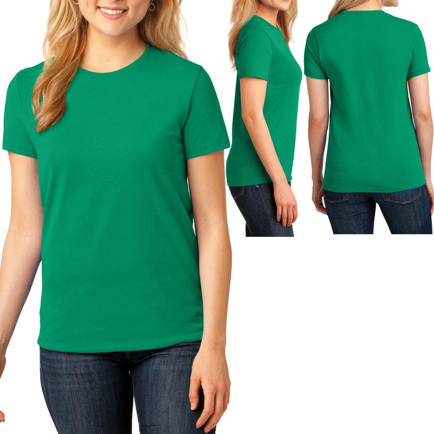 Womens Plain Basic Crew Neck T-Shirt Ladies Feminine Fit Top Plus Size 2X 3X 4X