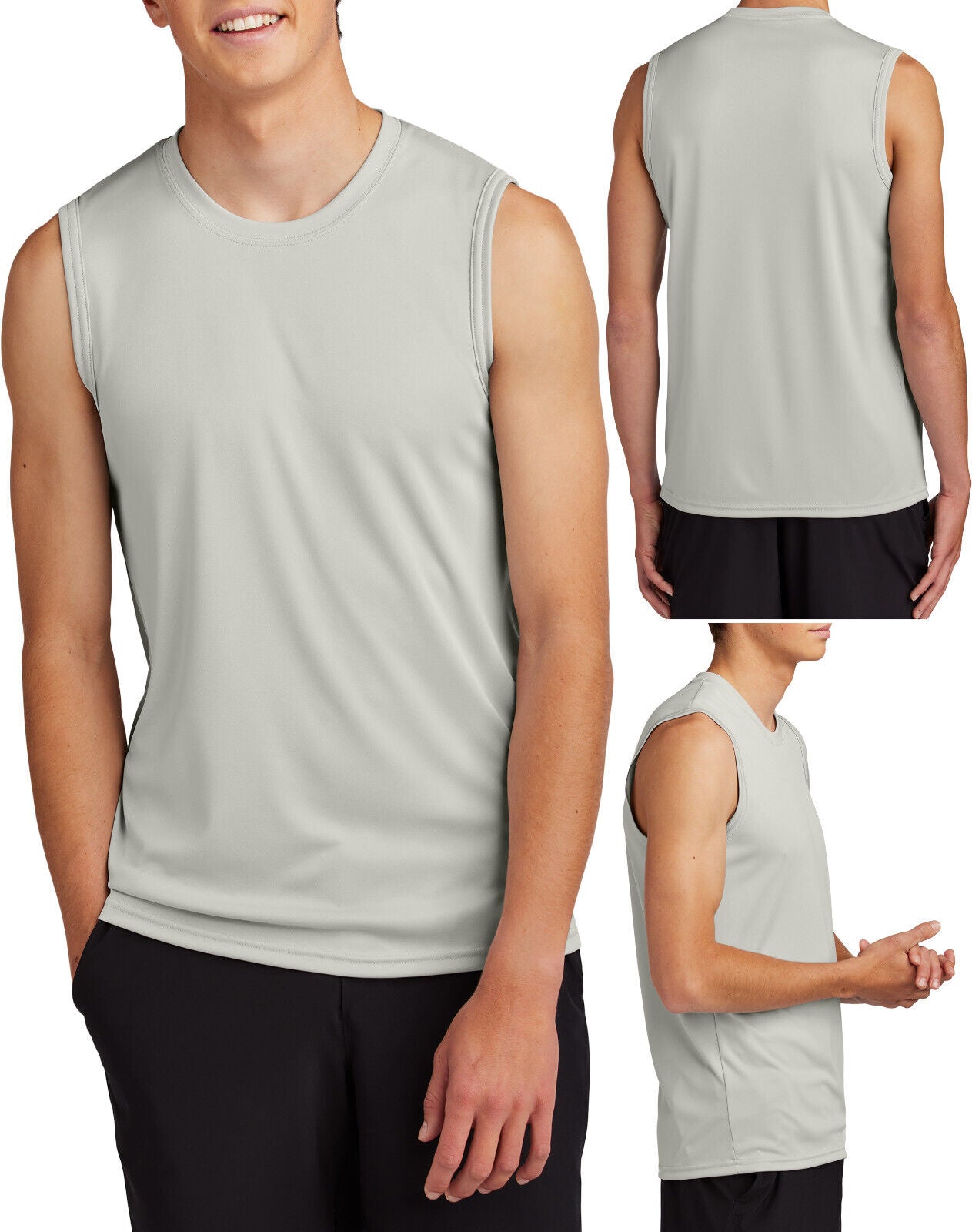 Mens Sleeveless Muscle T-Shirt Shooter Tank DriFit Moisture Wick UPF50 Tee S-4XL