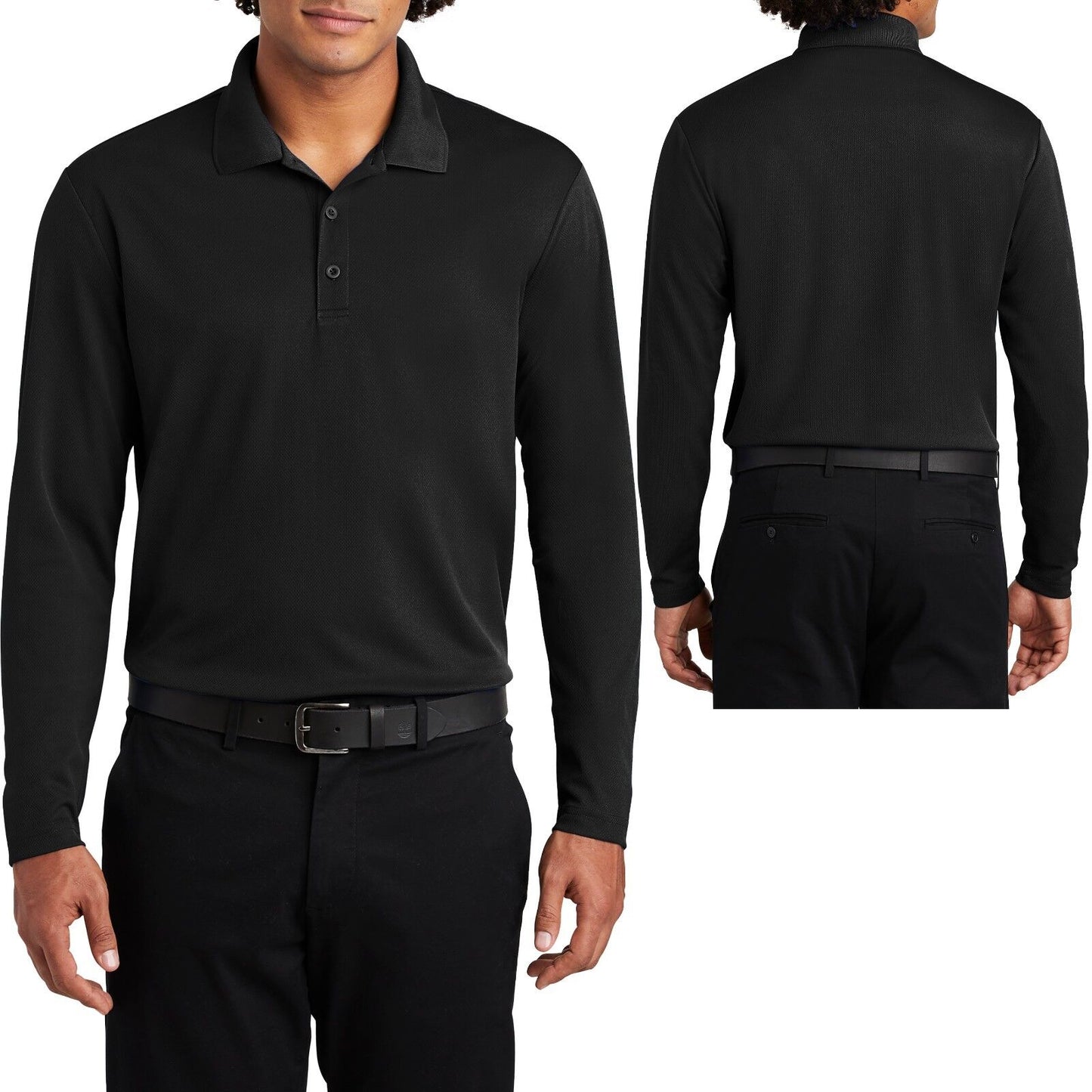 Mens Micro Mesh Long Sleeve Polo Shirt Moisture Wick Perfomance XS-XL 2X 3X 4X