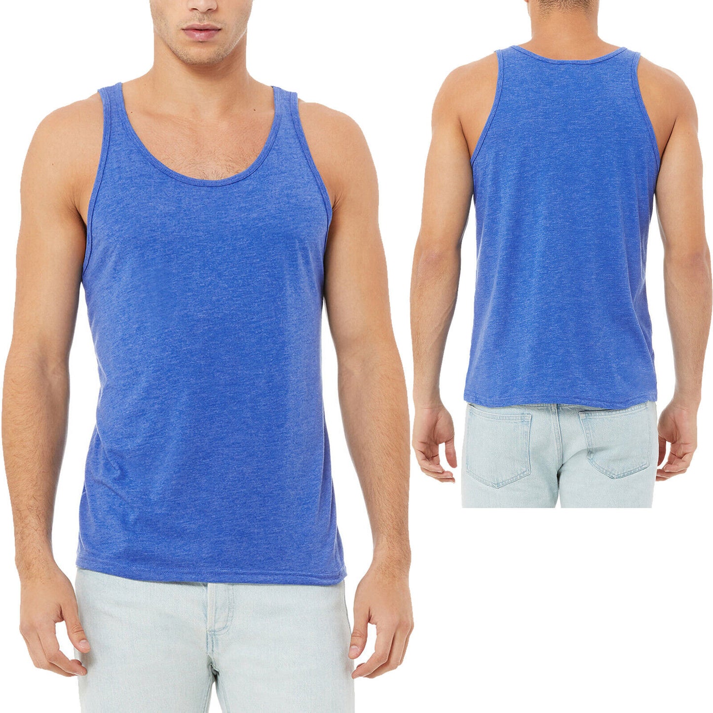 Mens Triblend Tank Top Sleeveless Workout Blended Tee Preshrunk T-Shirt XS-2XL