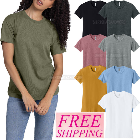 Womens Relaxed Fit Blended Soft T-Shirt Ladies Tee Size: XS-2XL NEW!