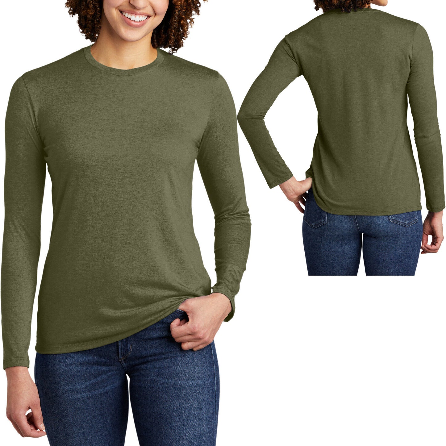 Womens Triblend Long Sleeve Sustainable Tee Super Soft T-Shirt XS-2XL NEW!