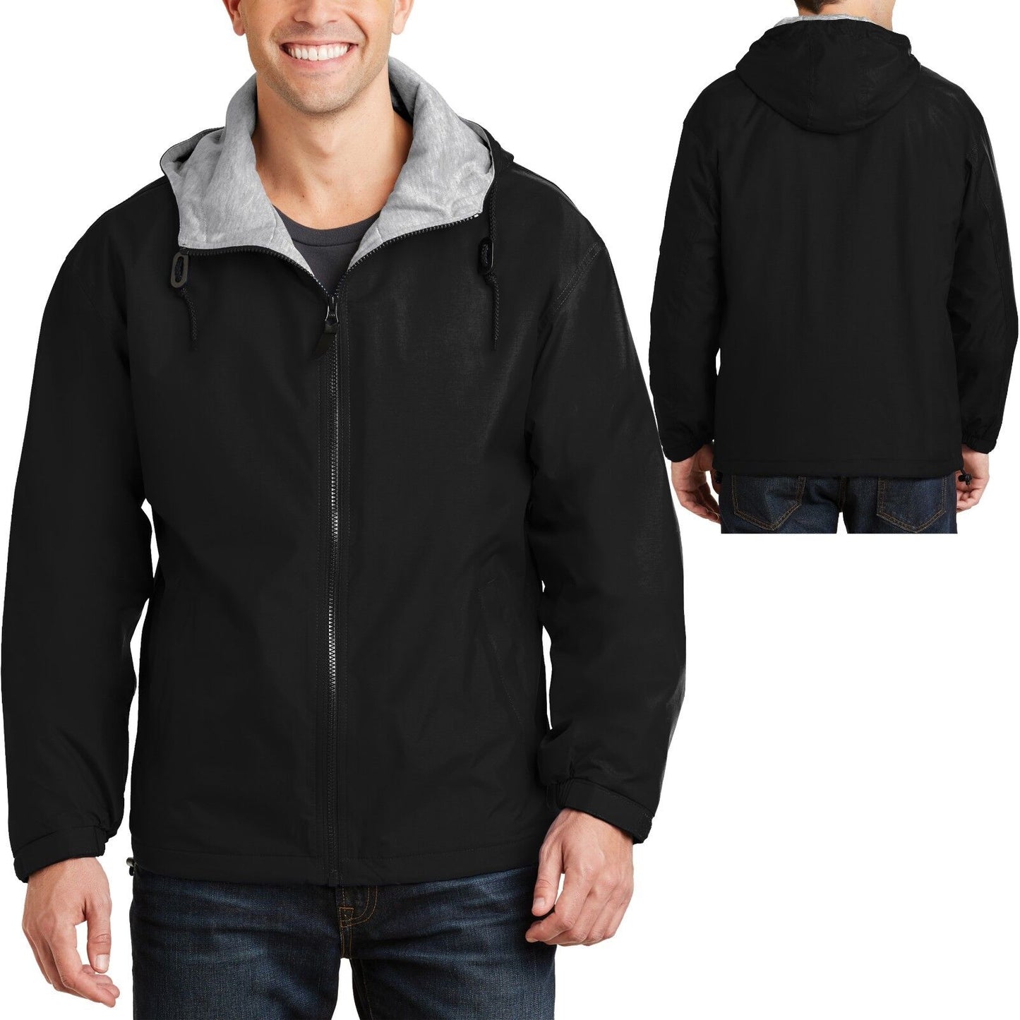 Big Mens Hooded Jacket Water Repellent Sweatshirt Fleece Lined Coat XL 2X 3X 4X