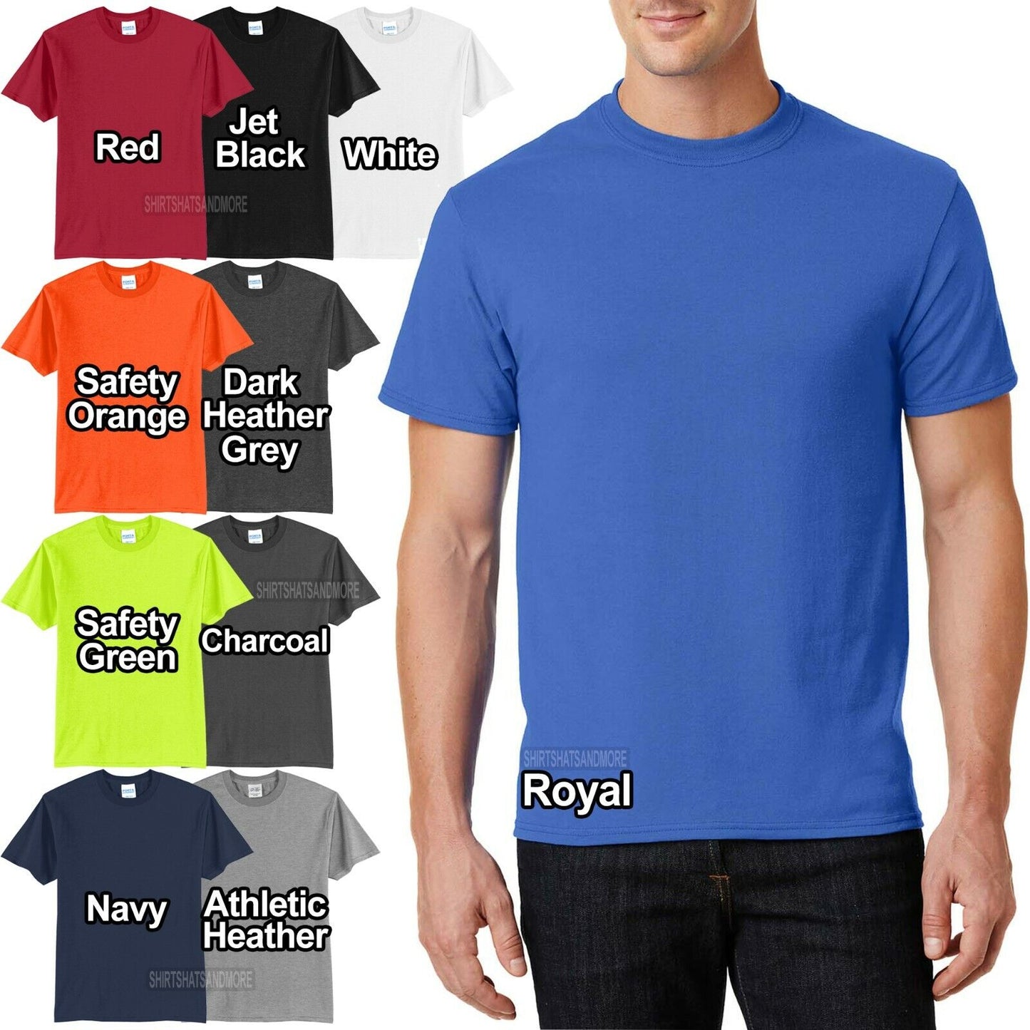 Mens Tall T-Shirt 50/50 Cotton Poly Tee LT, XLT, 2XLT, 3XLT, 4XLT NEW