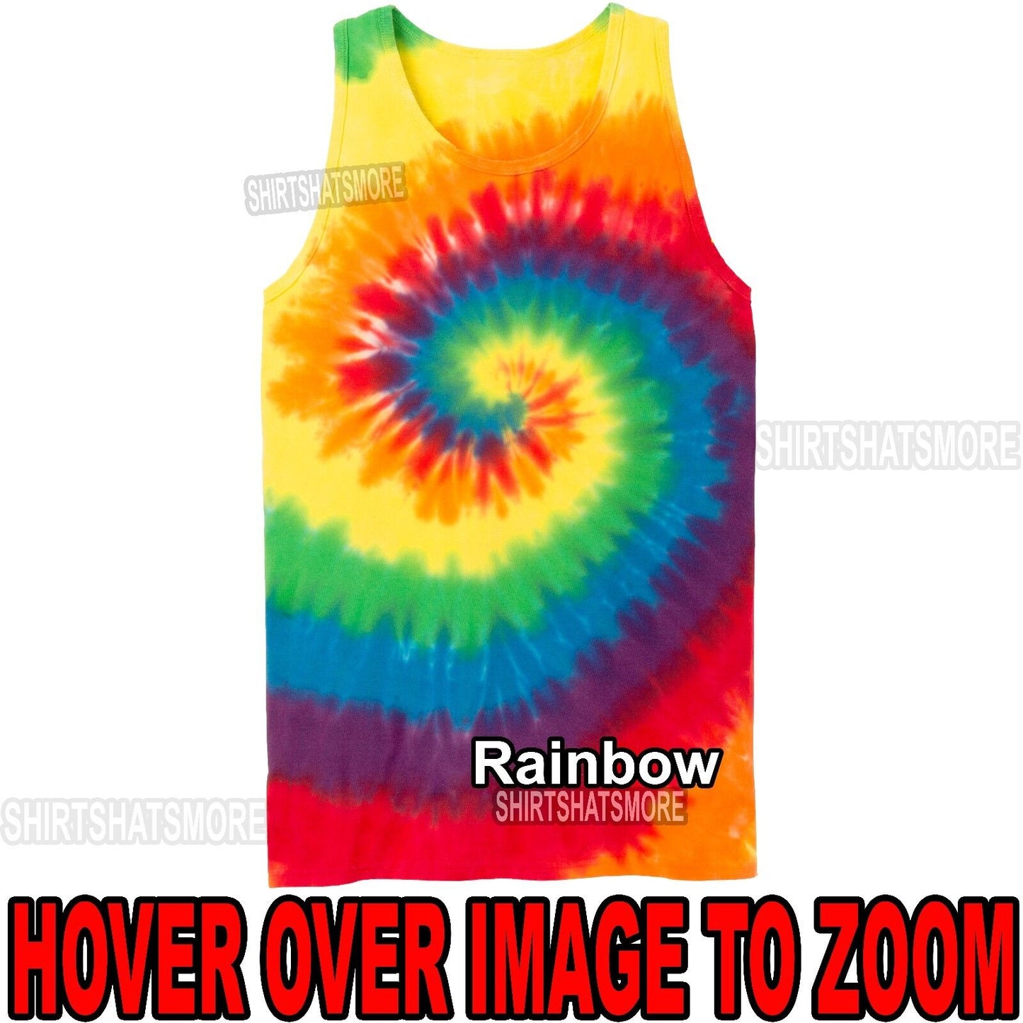 Mens Tie Dye TANK TOP RAINBOW Spiral Tye Die Sleeveless T-Shirt S-XL 2X, 3X, 4X