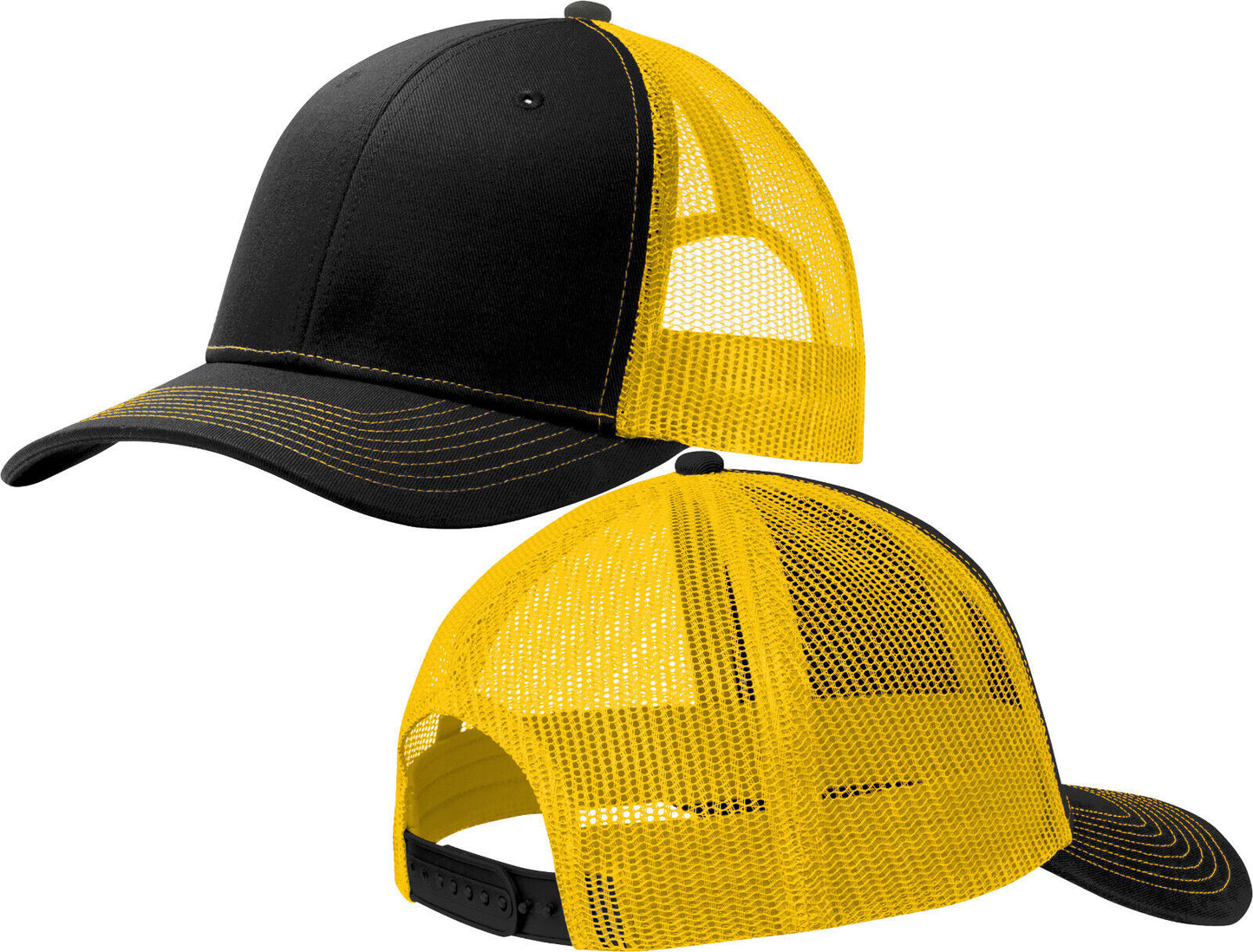 Men's Color Blocked Mesh Hat Structured Cap Mid Profile Snapback Headwear NEW!