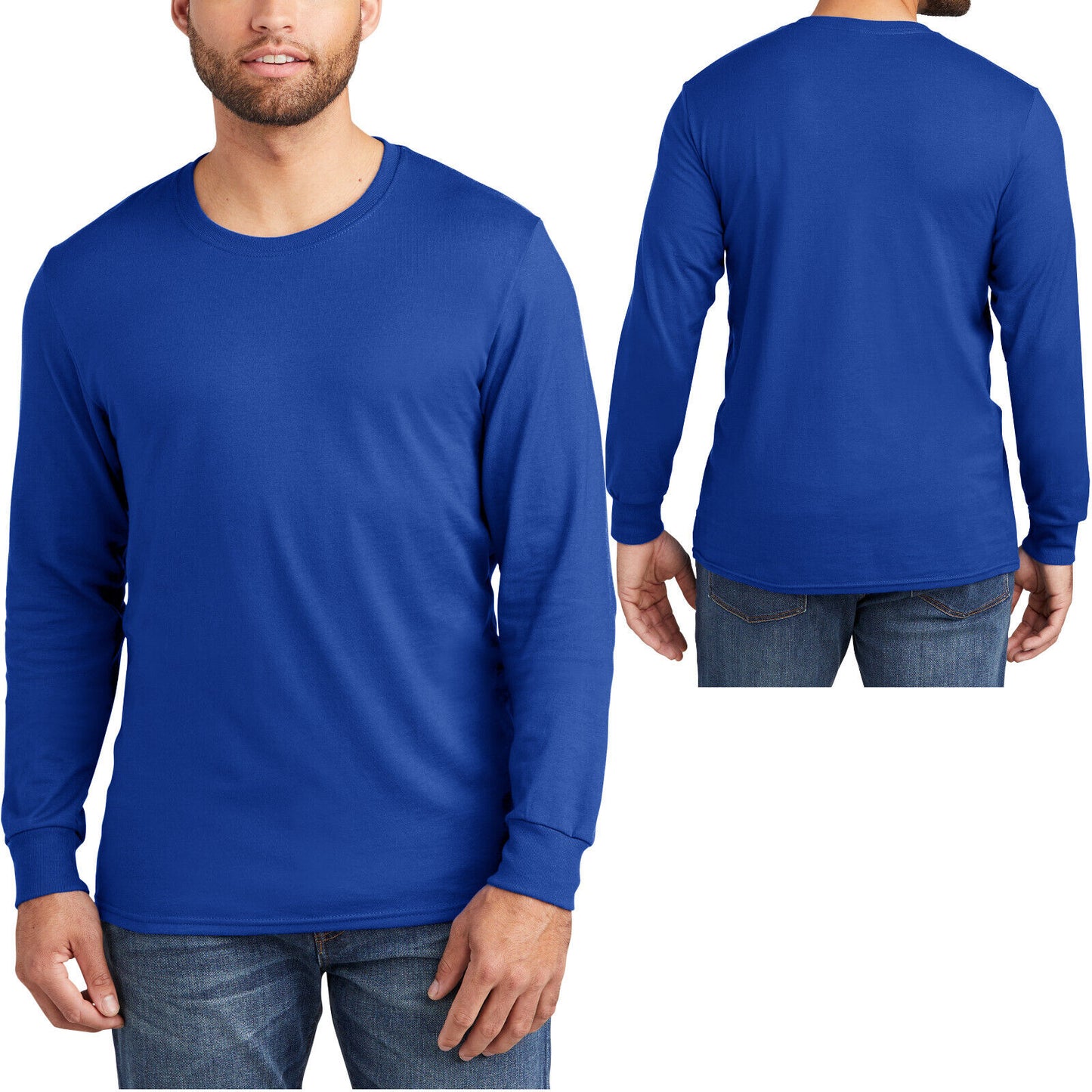 Mens Jerzees Premium Soft Blend Ring Spun Long Sleeve T-Shirt Classic Fit Tee