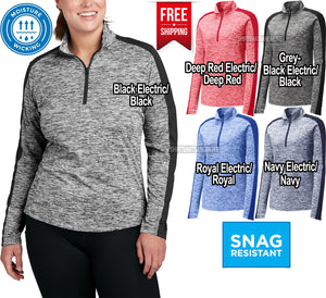 Ladies Plus Size Electric 1/4 Zip Colorblock Pullover Dri Fit Snag Resist Jacket