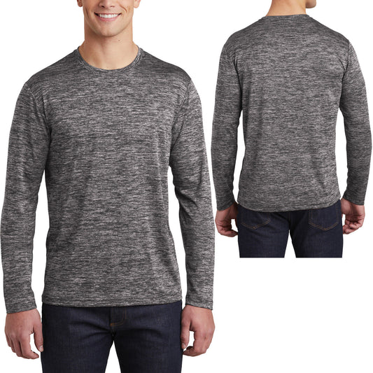 Mens Long Sleeve Moisture Wicking Energized Heather T-Shirt Resist Snags Tee NEW