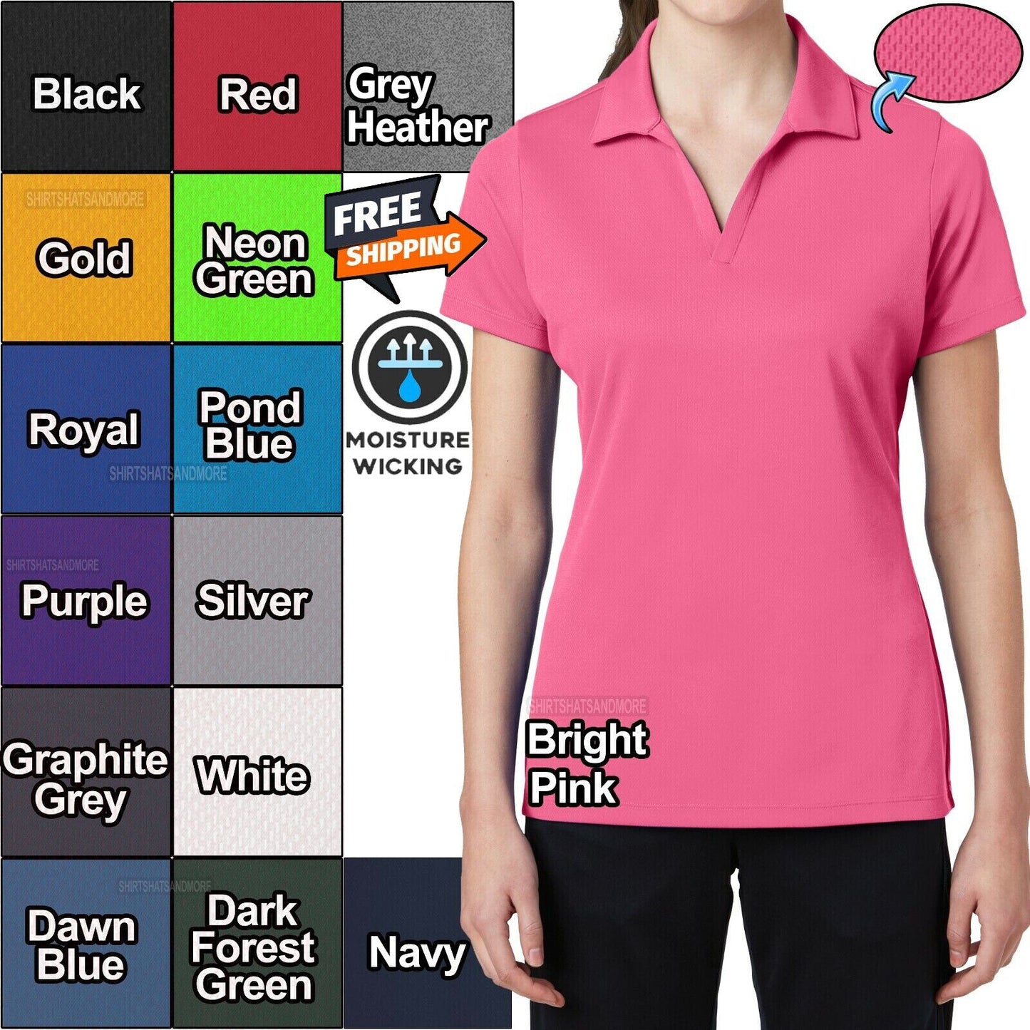 Sport-Tek Ladies Moisture Wicking Dri-Fit Performance Polo Shirt Dri Mesh XS-4XL