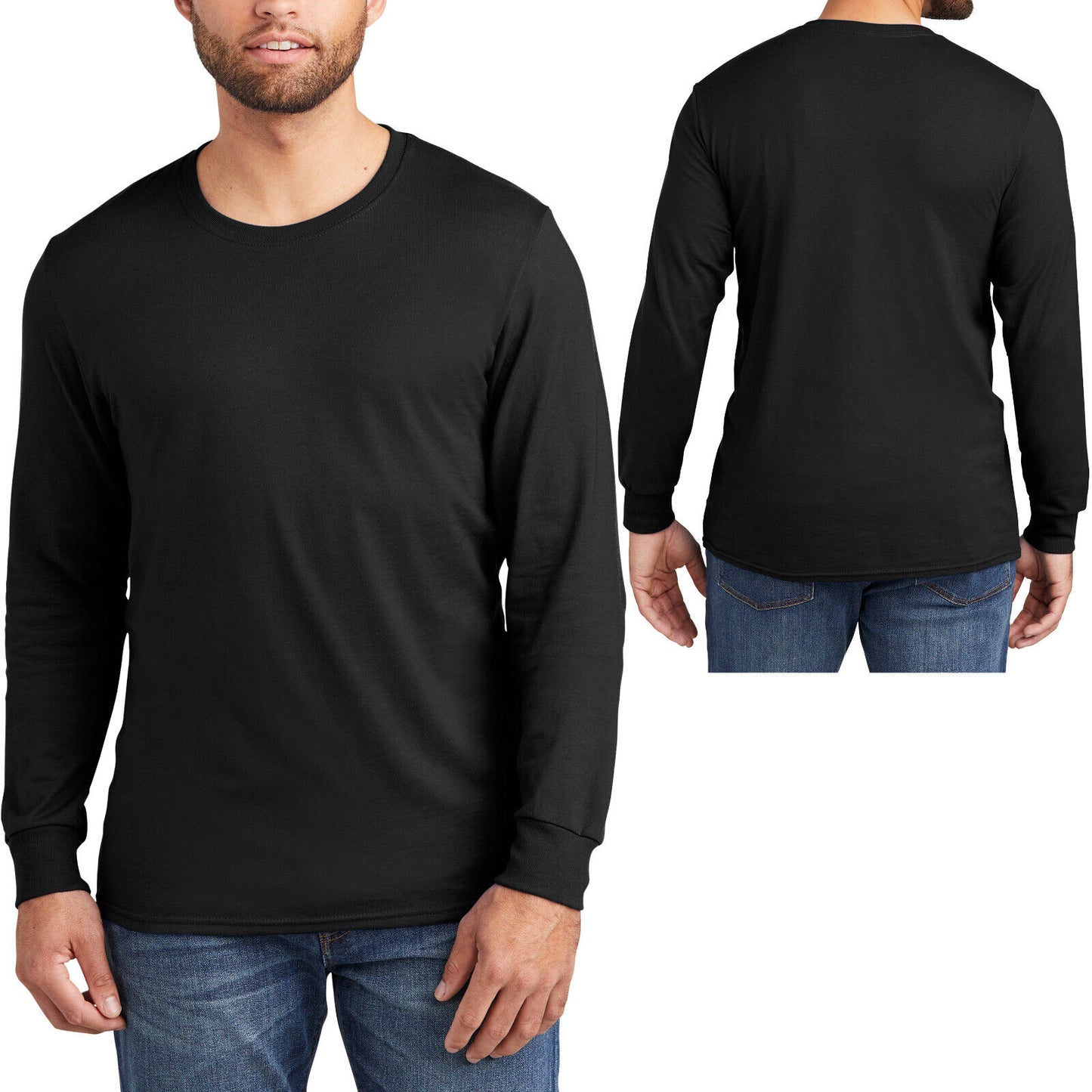 Mens Jerzees Premium Soft Blend Ring Spun Long Sleeve T-Shirt Classic Fit Tee