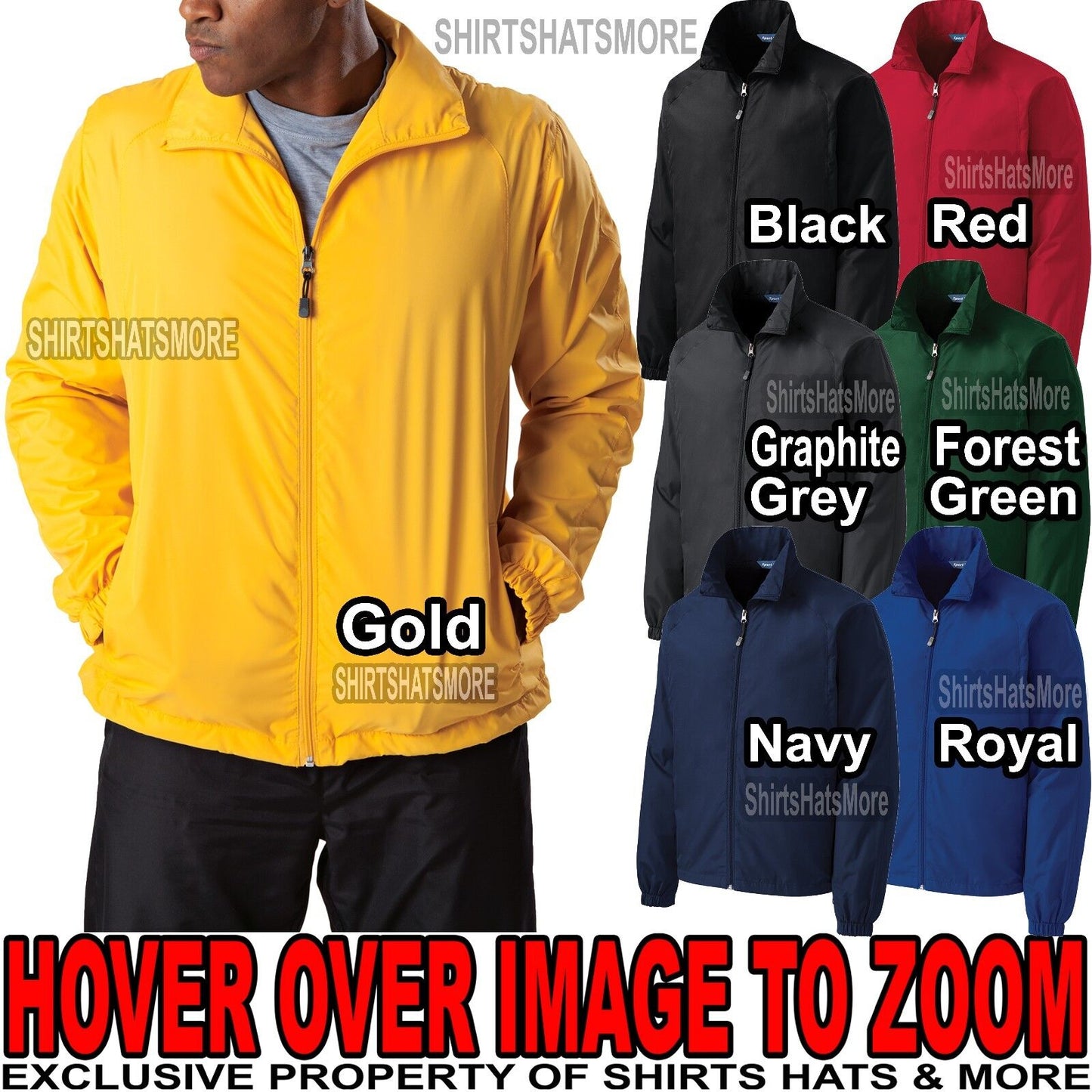 BIG MENS Windbreaker Jacket Pockets Water Repellent Lined 2XL 3XL, 4XL, 5XL, 6XL