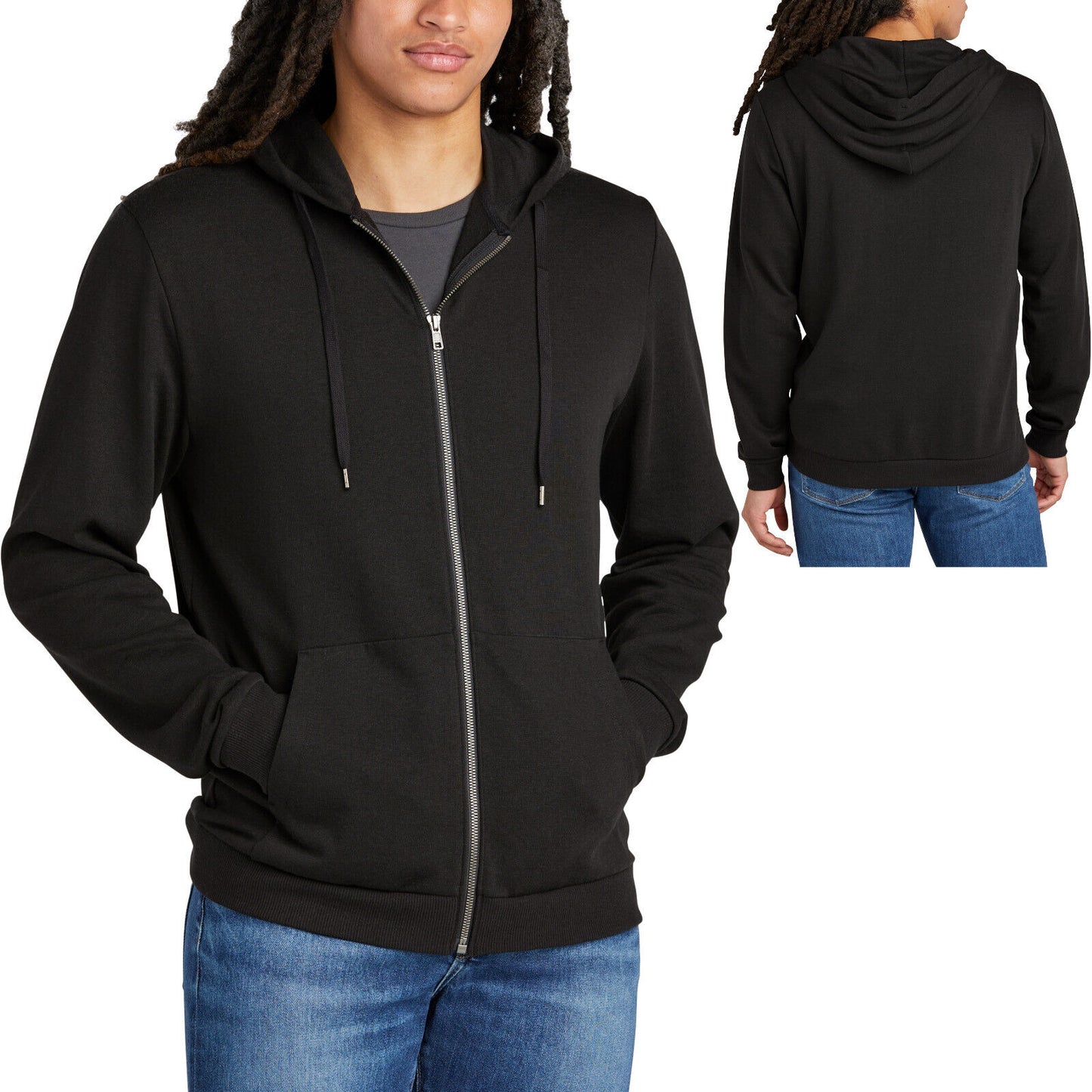 Mens Tri Blend Fleece Full Zip Soft Hoodie Hooded Jacket Sweater XS-4XL NEW!