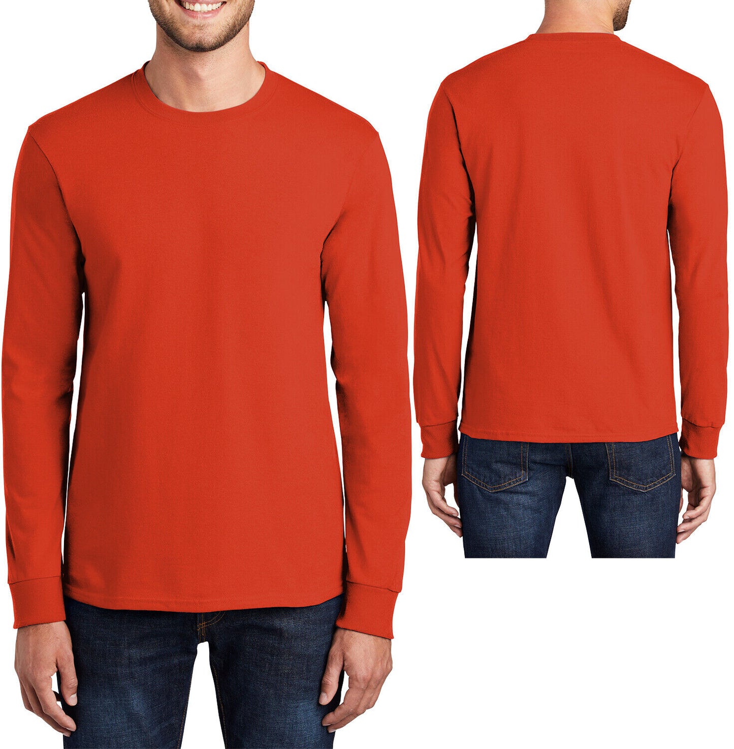 Mens 100% Soft Cotton Big & TALL Long Sleeve T-Shirt Crewneck Tee LT-4XLT NEW!