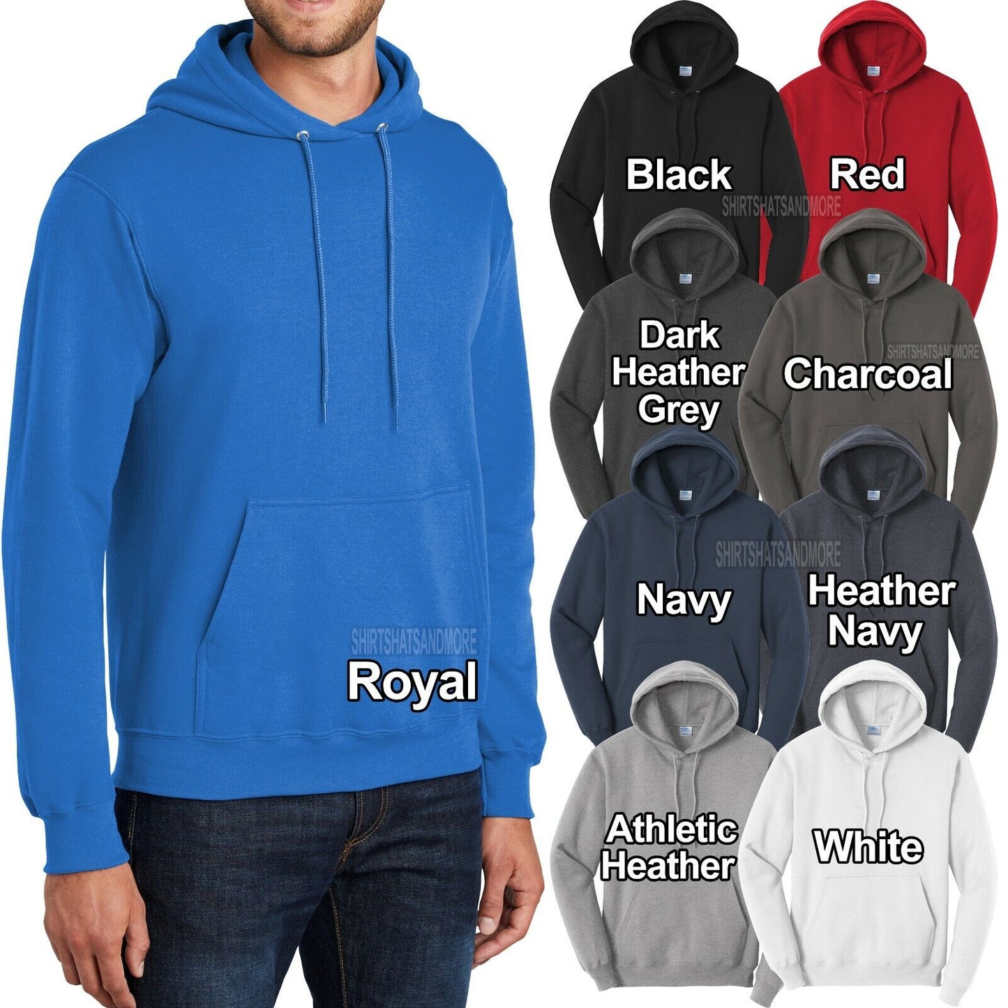 Mens Big and Tall Hoodie Pullover Hooded Sweatshirt LT, XLT, 2XLT, 3XLT, 4XLT