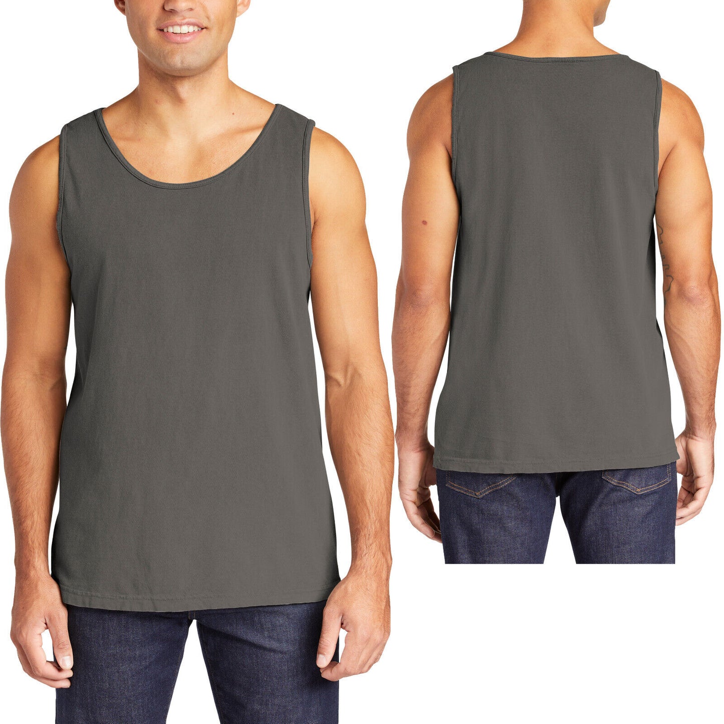 Mens Heavyweight 100% Soft Cotton Tank Top Sleeveless Tee Garment Washed XS-3XL