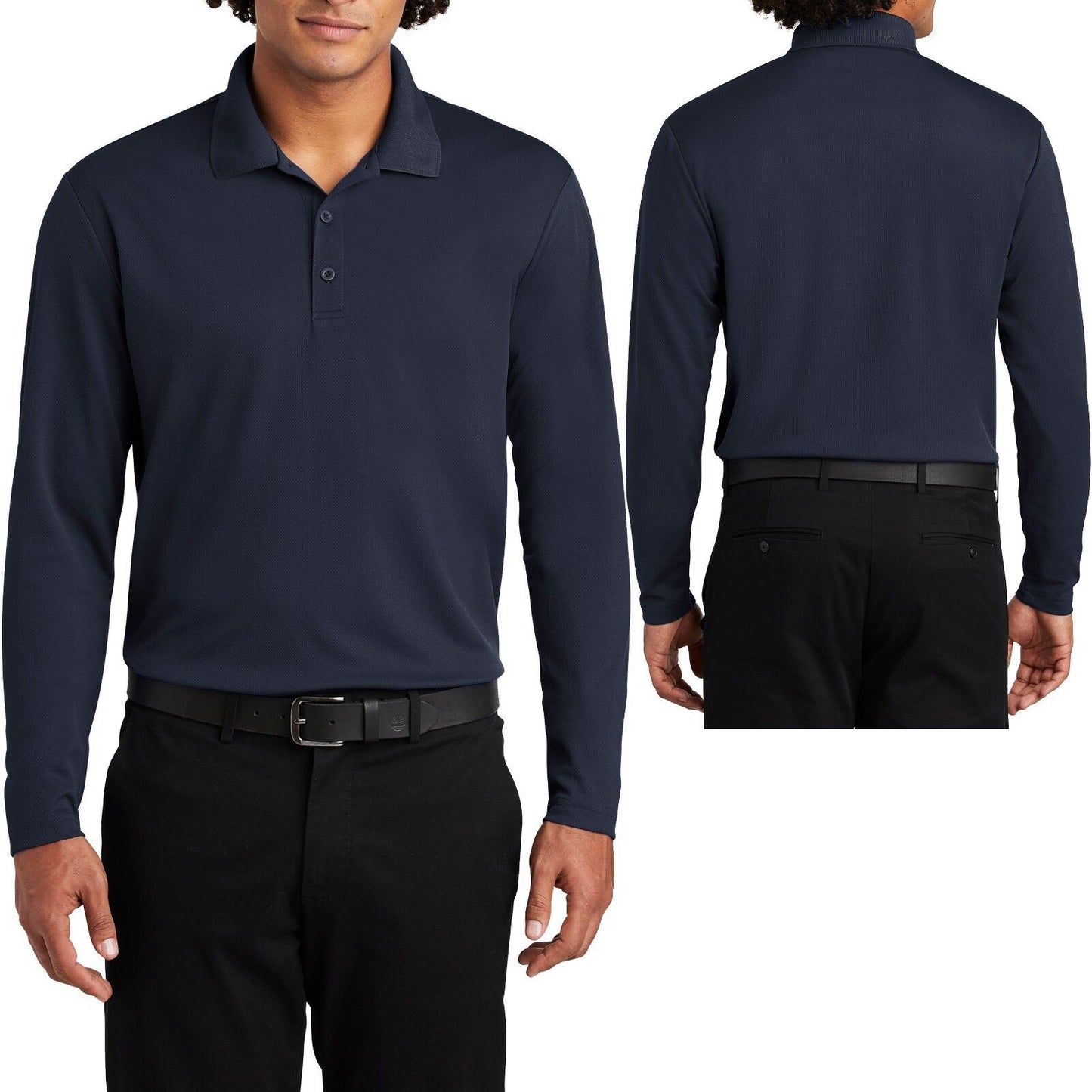 Mens Micro Mesh Long Sleeve Polo Shirt Moisture Wick Perfomance XS-XL 2X 3X 4X