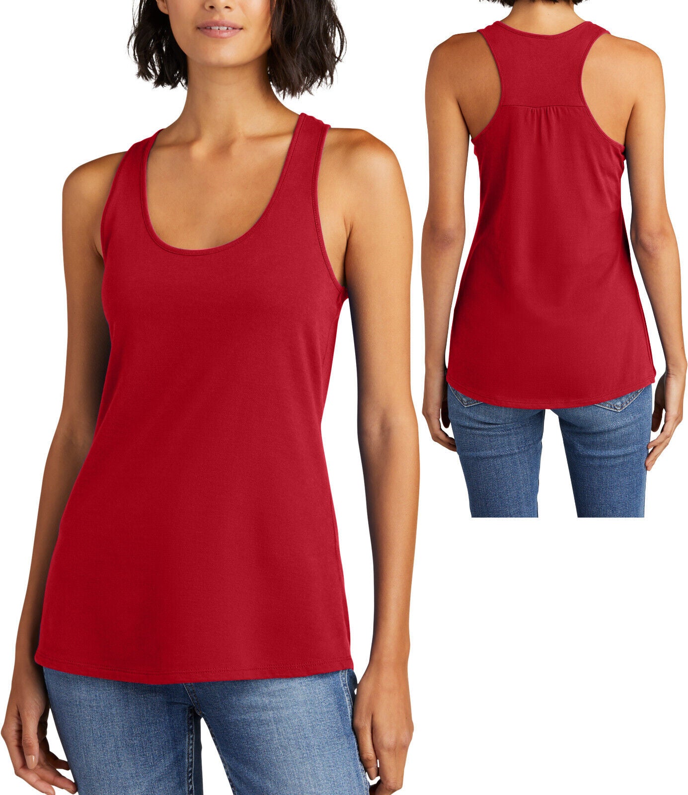 Womens 100% Soft Ringspun Cotton Racerback Tank Top Ladies Sleeveless Tee XS-4XL