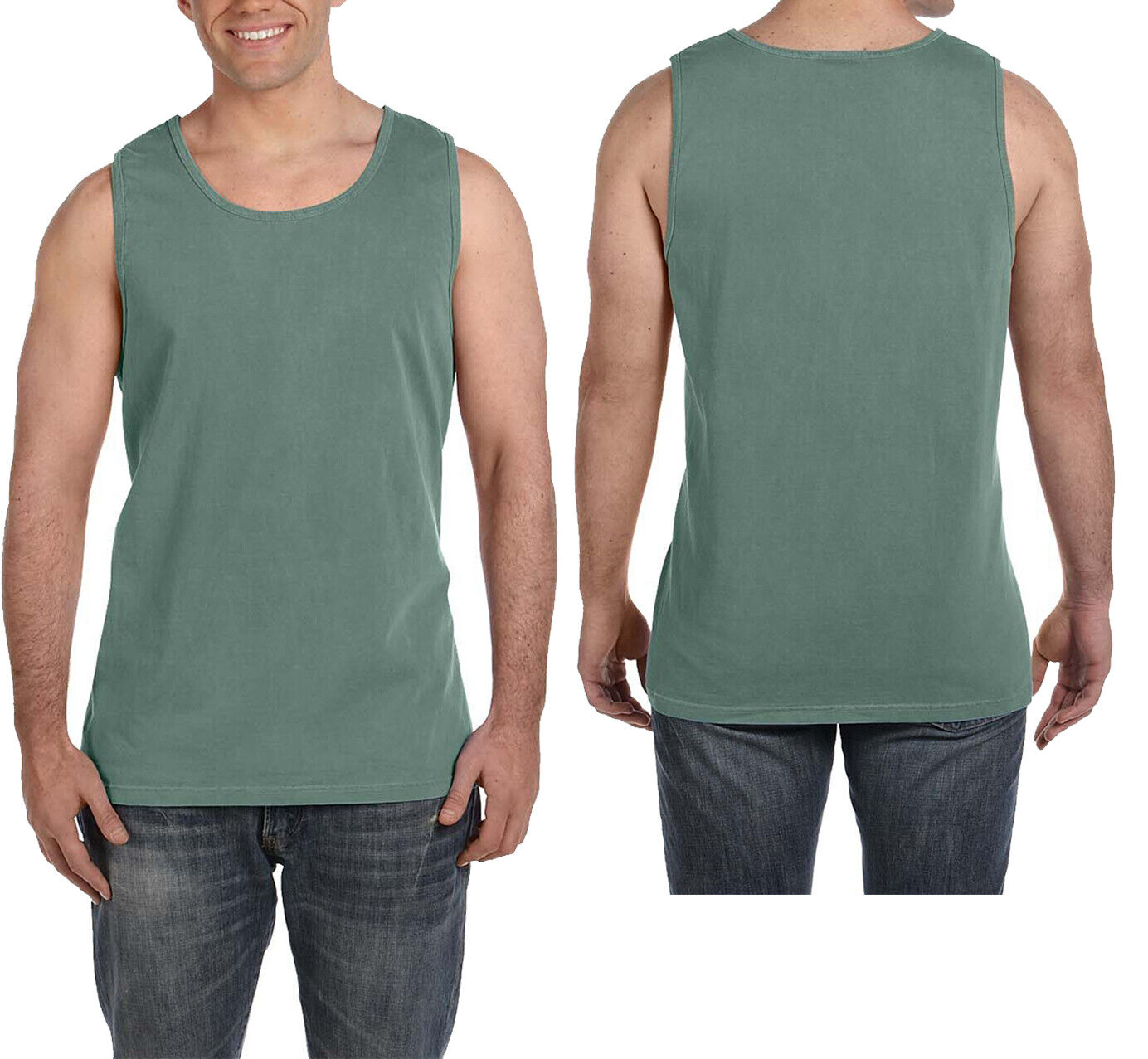 Mens Heavyweight 100% Soft Cotton Tank Top Sleeveless Tee Garment Washed XS-3XL