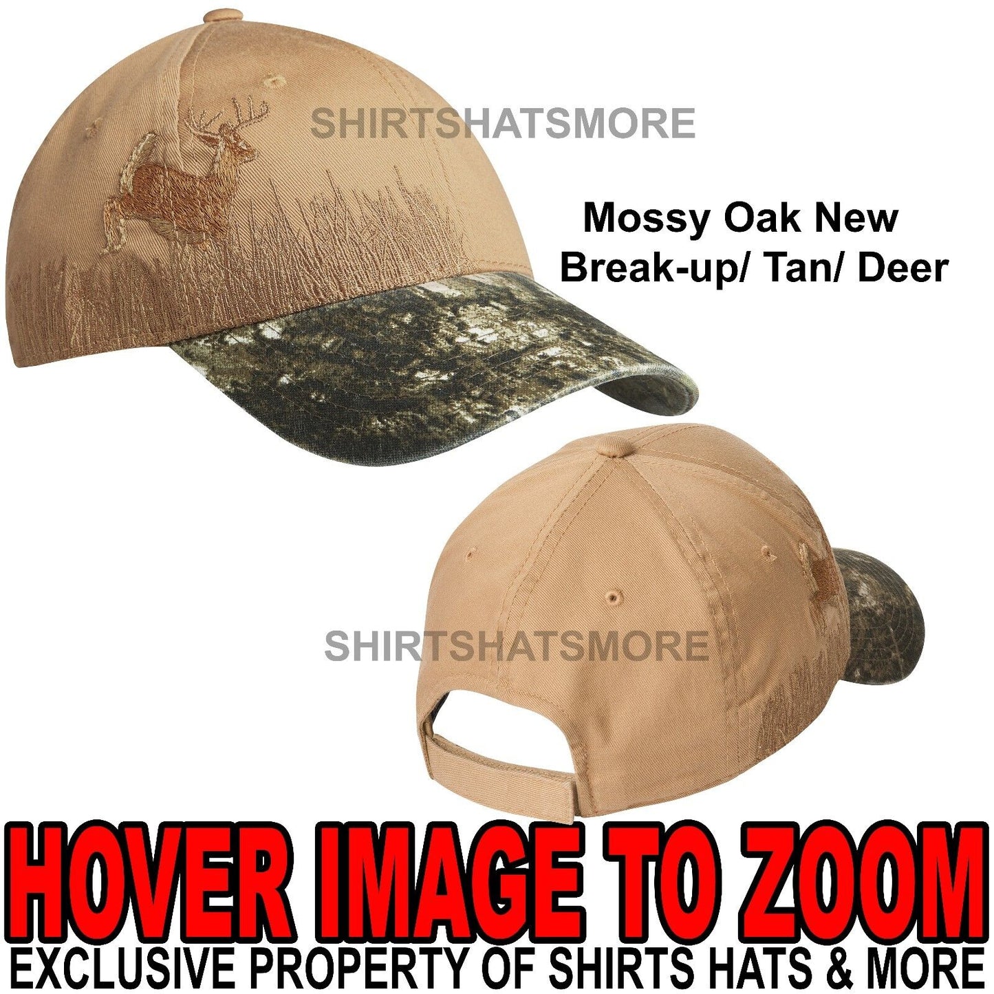 Embroidered Camo Baseball Cap Hunting Hat Mossy Oak New Break-Up/Tan/Deer NEW