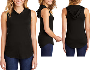 Womens Sleeveless Hoodie Tank Top Ladies Hooded Tee Soft Blended T-Shirt XS-4XL