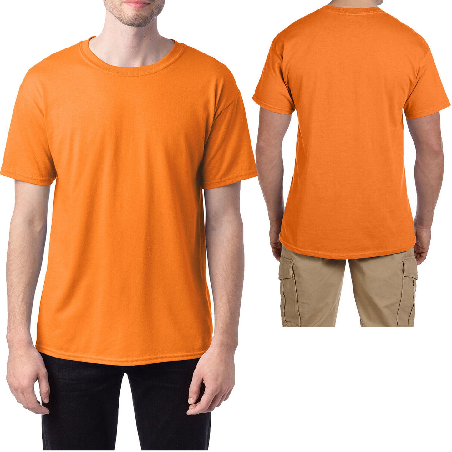 Mens Hanes Blend Tee SAFETY T-Shirt Dries Faster & Shrinks Less Than 100% Cotton