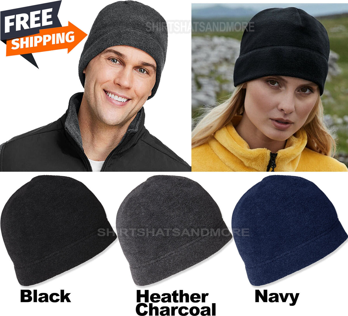 Mens Ladies Winter Warm Fleece Beanie Headwear Hat NEW!