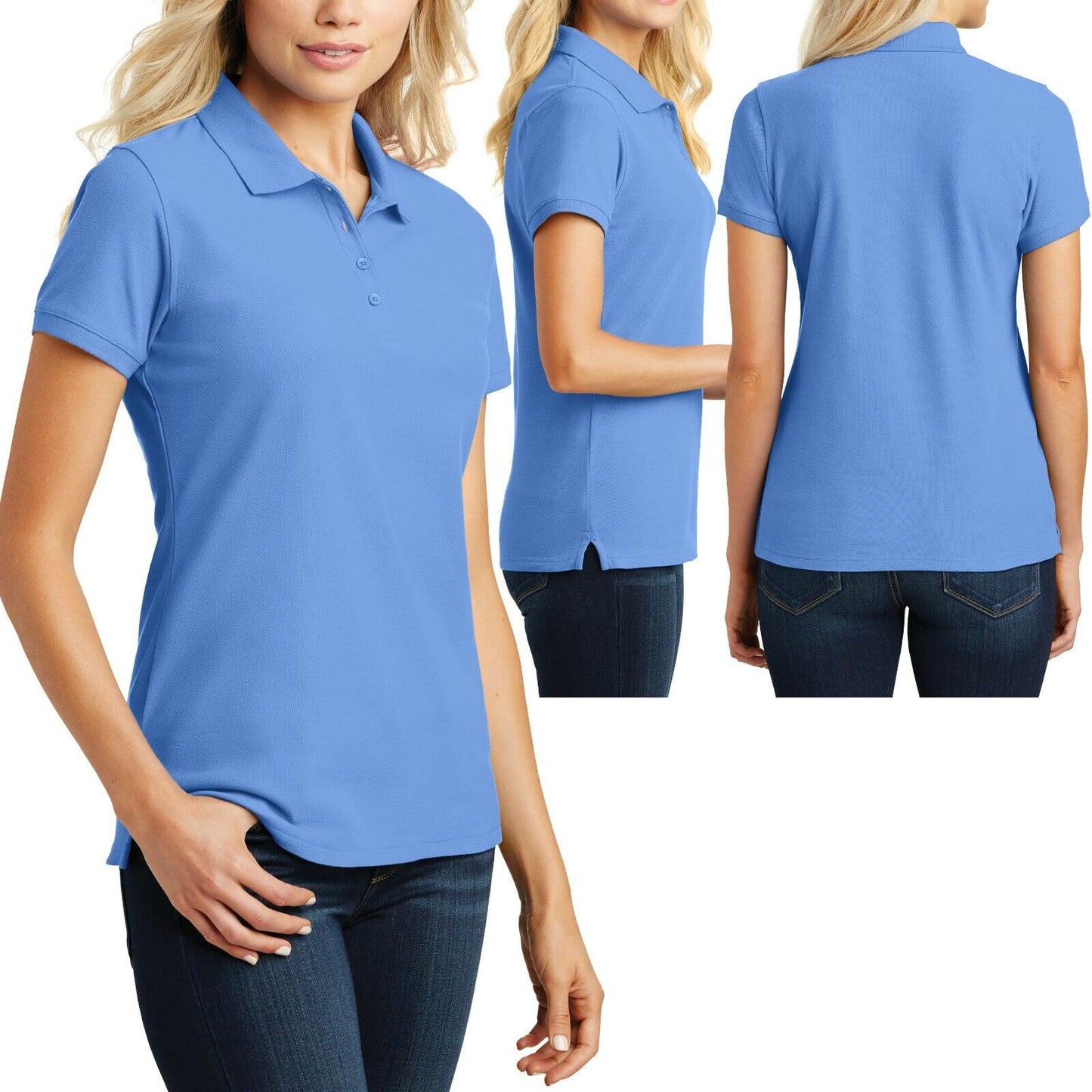 LADIES Polo Shirt Easy Care Cotton/Poly 4 Button Womens Top S-XL 2XL, 3XL NEW