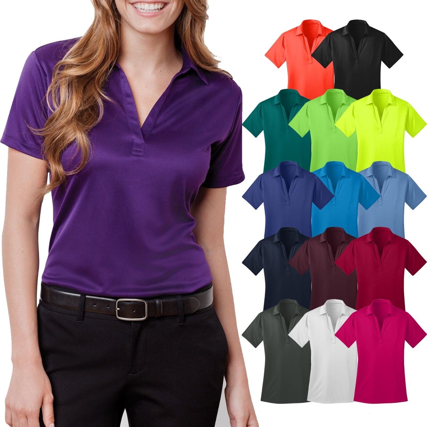 Ladies Plus Size SNAG RESISTANT Dri Fit Wicking Polo Shirt Womens 2XL 3XL 4XL