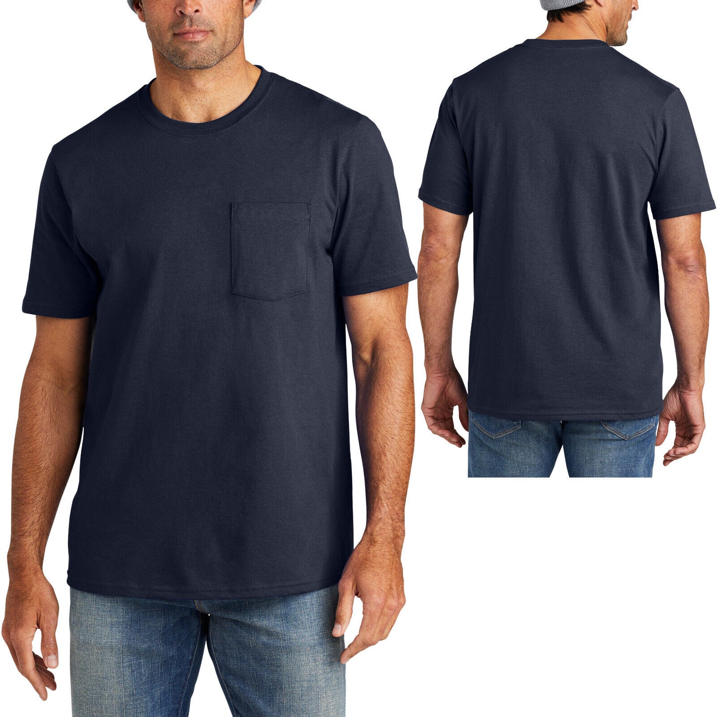 Mens 100% Cotton Short Sleeve American Made T-Shirt 5.5 Ounce Pocket Tee S-4XL