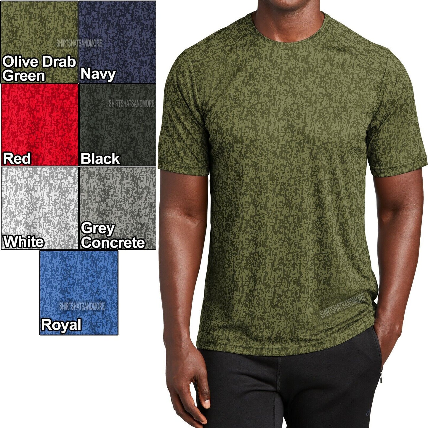 BIG MENS Digital Camo Moisture Wicking T-Shirt Dri Fit Tee XL, 2XL, 3XL, 4XL NEW