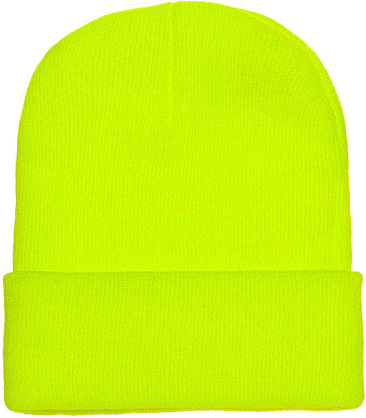 Safety Yellow Hypoallergenic Adult Warm Soft Cuffed Beanie Hat Men Women NEW