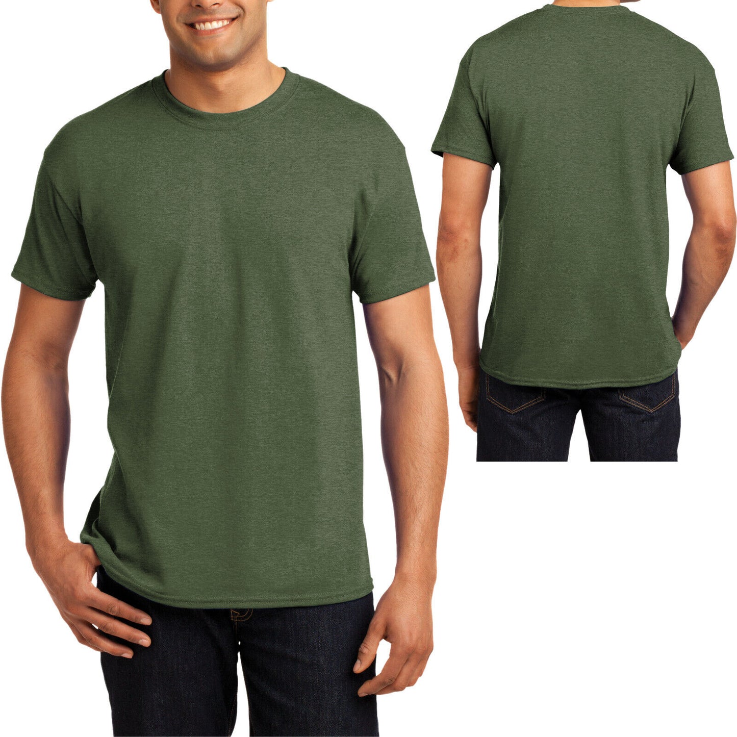 Mens Hanes Heather Tee 5.2 oz Cotton/Polyester Soft Blended T Shirt S-4XL NEW!