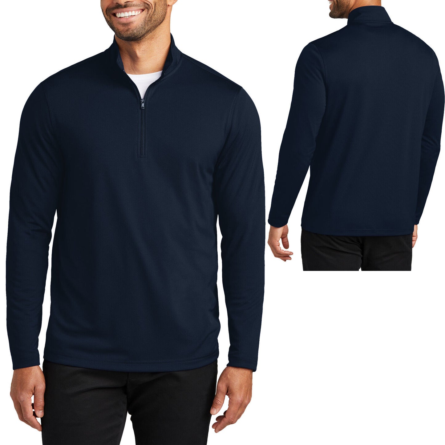 Mens 1/4 Zip Moisture Wicking Long Seleeves Mesh Pullover UPF 30 Snag Resistant