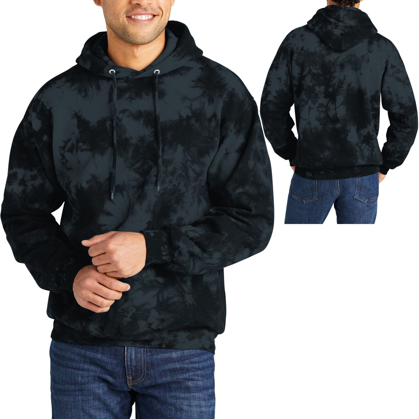 Mens Crystalized Tie Dye Hoodie Hooded Pullover Hoody S-4X Warm Soft Tie Die NEW