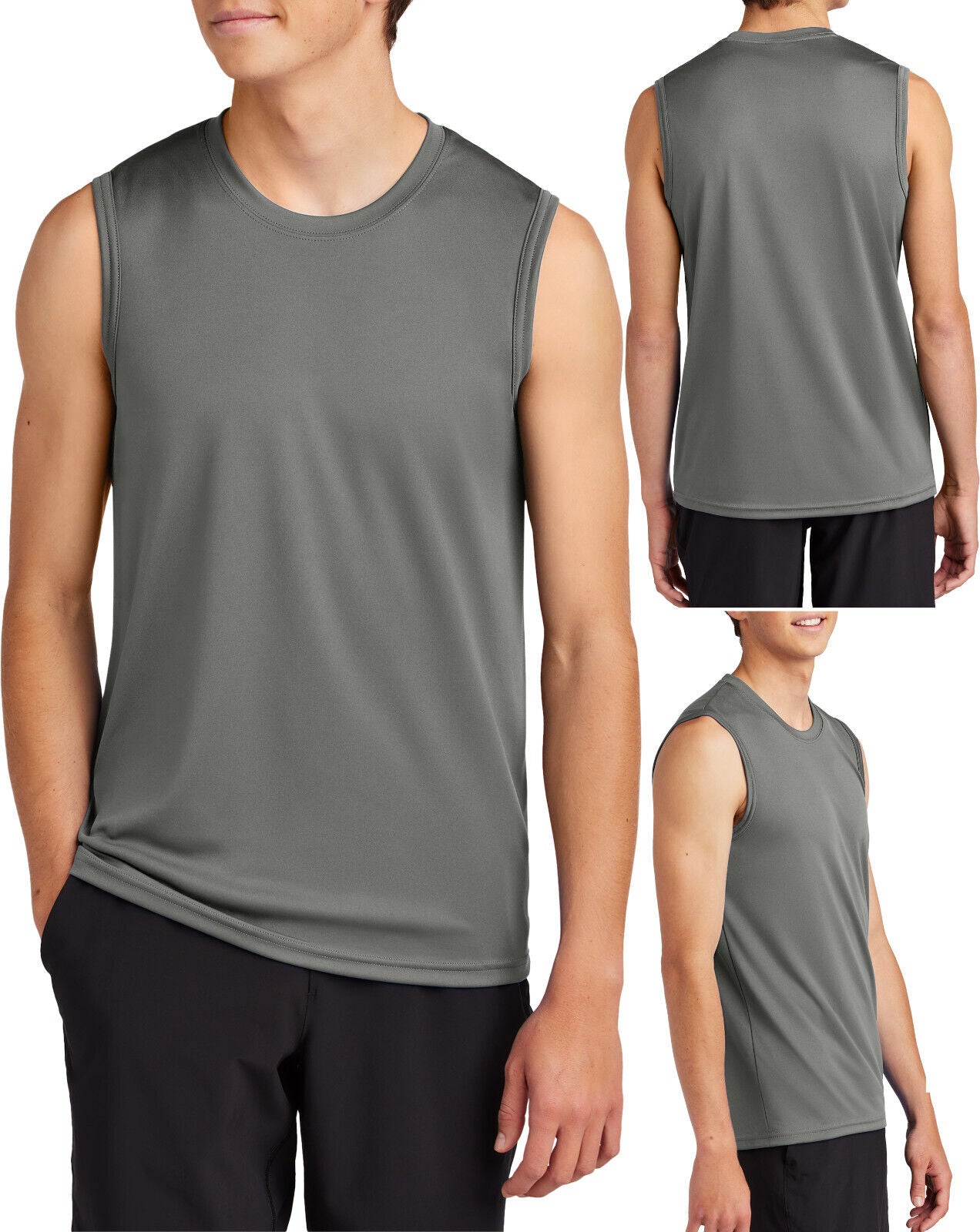 Mens Sleeveless Muscle T-Shirt Shooter Tank DriFit Moisture Wick UPF50 Tee S-4XL