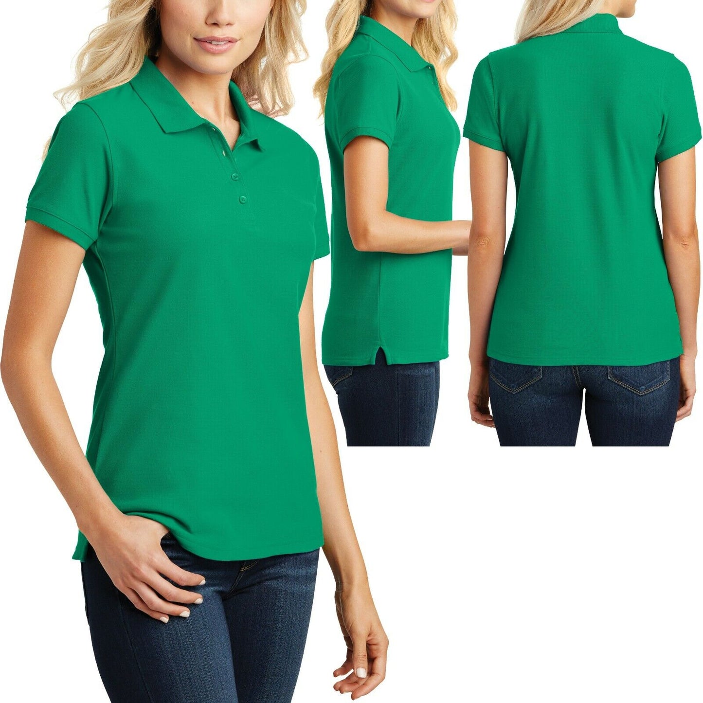 LADIES Polo Shirt Easy Care Cotton/Poly 4 Button Womens Top S-XL 2XL, 3XL NEW